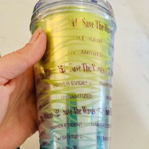 Caribbean Cruise Save the Waves Plastic reusable tumbler & lid drink war…